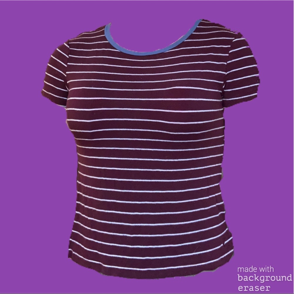 AEO Soft& Sexy Maroon Striped Tee